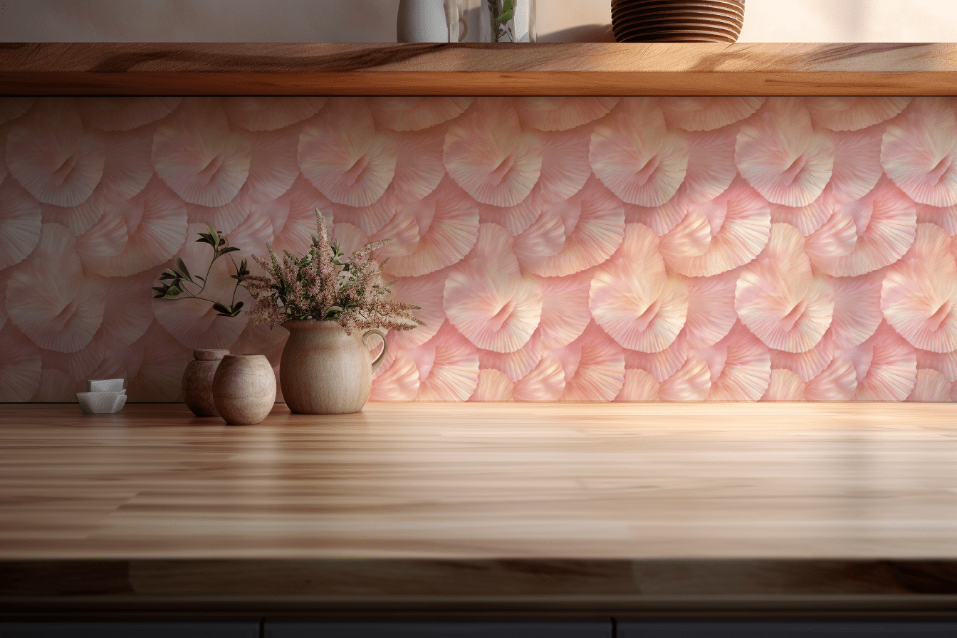 Zoomed-in detail of a Japanese Raden tile backsplash with peel and stick application.